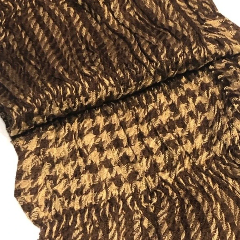 Brown Tan Plaid Medium Weight Fringe Scarf